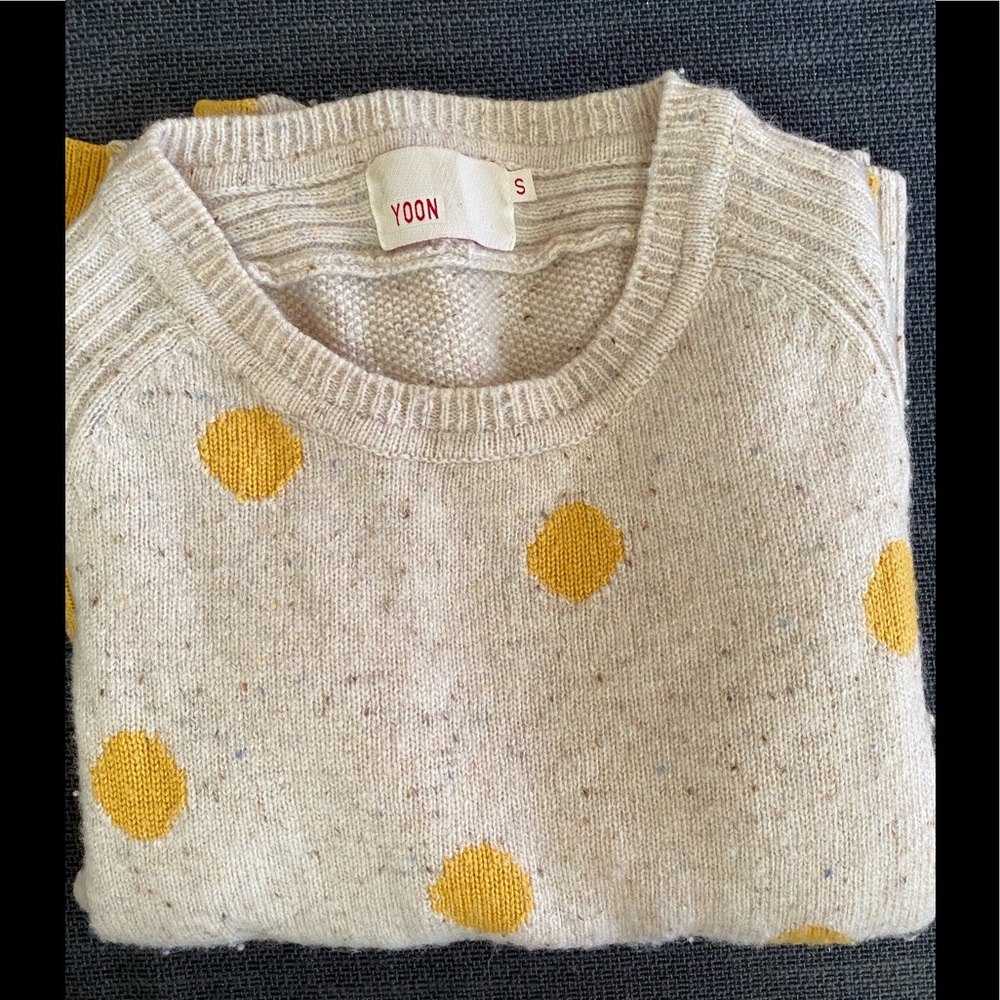 Anthropologie Yoon Yellow Polka Dot Sweater